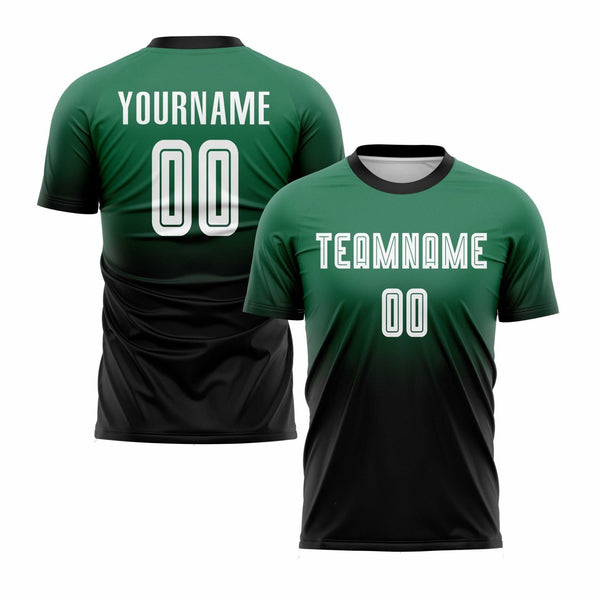 Custom Kelly Green White-Black Fade Fashion Classic Uniform Training Sets Soccer Jersey For Adults/Kids