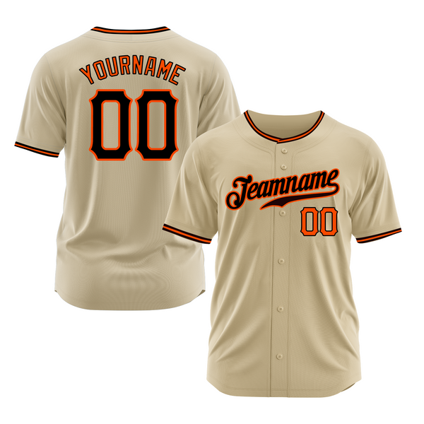 Custom Sand Black-Orange Classic Style Authentic Sports Baseball Jersey