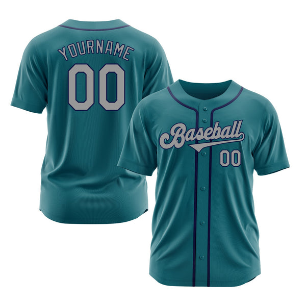 Custom Teal Gray-Navy Classic Style Authentic Sports Baseball Jersey