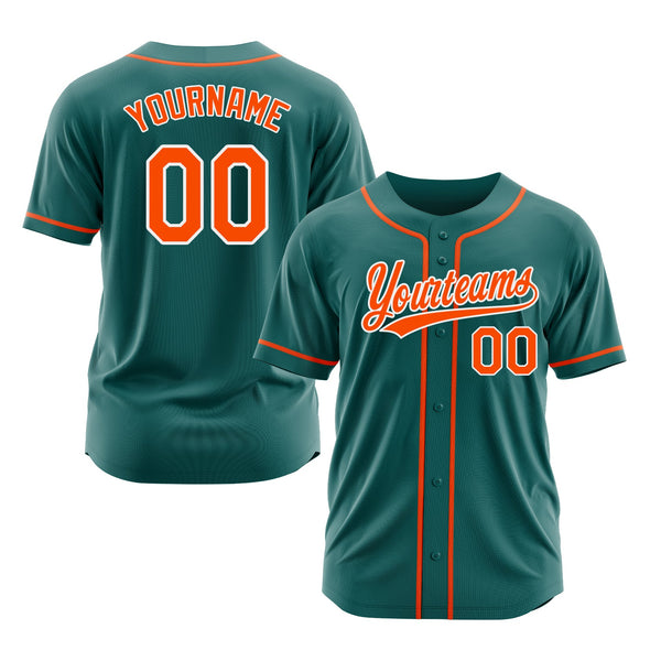 Custom Teal Orange-White Classic Style Authentic Sports Baseball Jersey