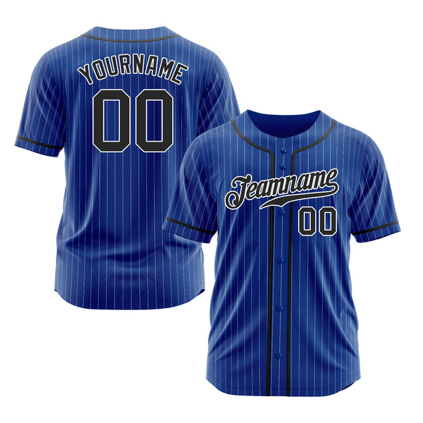 Custom Royal White Pinstripe Black-White Classic Style Authentic Sports Baseball Jersey