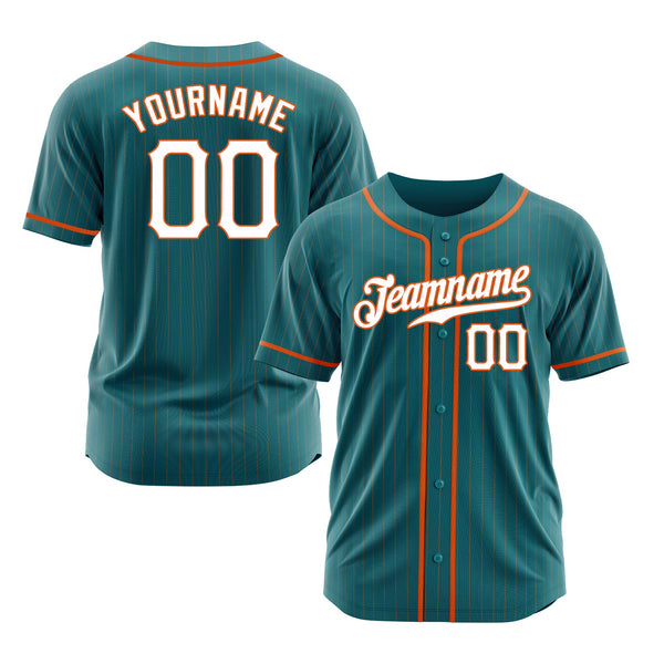 Custom Teal Orange Pinstripe White-Orange Classic Style Authentic Sports Baseball Jersey