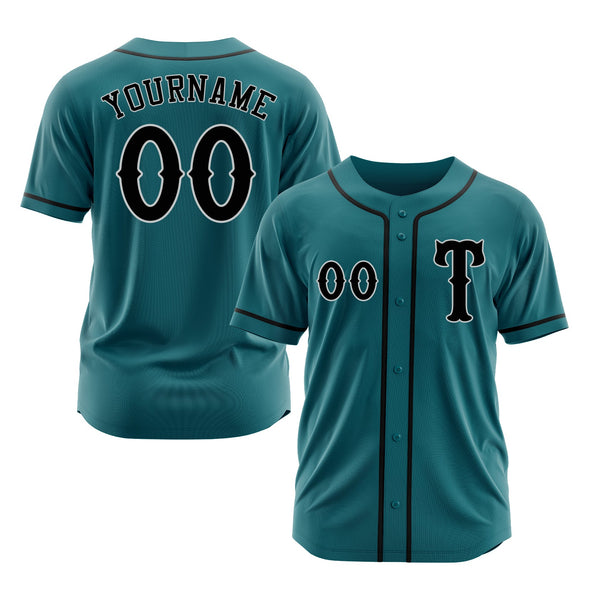 Custom Teal Black-Gray Classic Style Authentic Sports Baseball Jersey