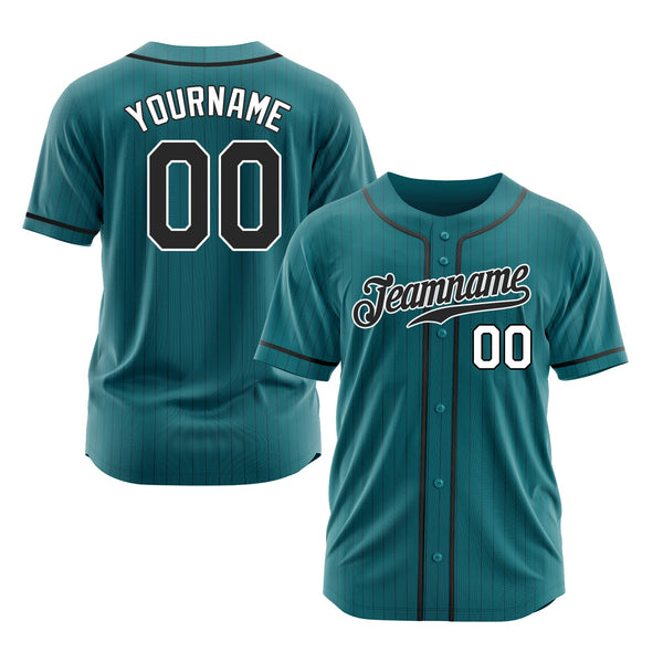 Custom Teal Black Pinstripe Black-White Classic Style Authentic Sports Baseball Jersey