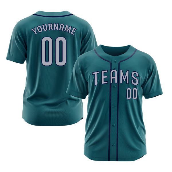 Custom Teal Gray-Navy Classic Style Authentic Sports Baseball Jersey