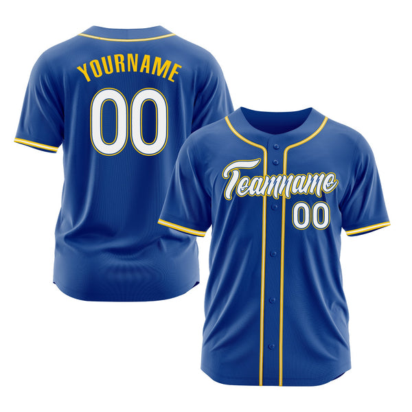 Custom Royal White-Gold Classic Style Authentic Sports Baseball Jersey