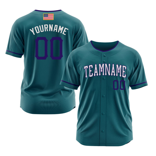 Custom Teal Purple-White Classic Style Authentic Sports Baseball Jersey