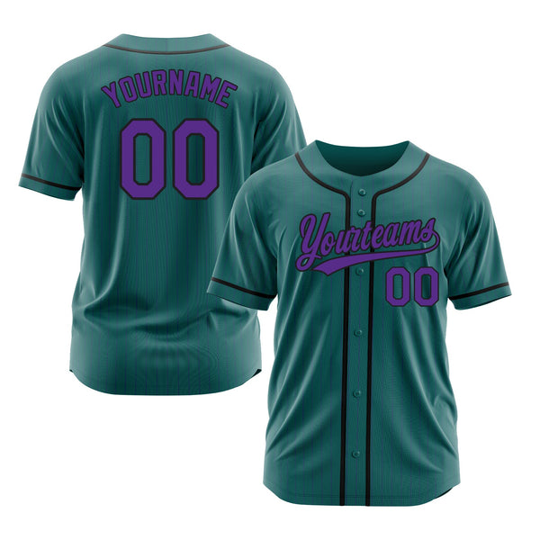 Custom Teal Purple Pinstripe Black Classic Style Authentic Sports Baseball Jersey