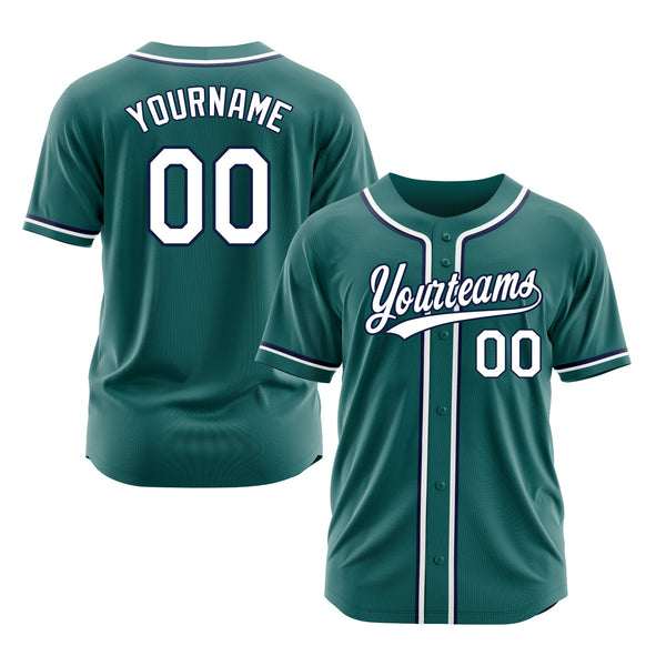 Custom Teal White Classic Style Authentic Sports Baseball Jersey