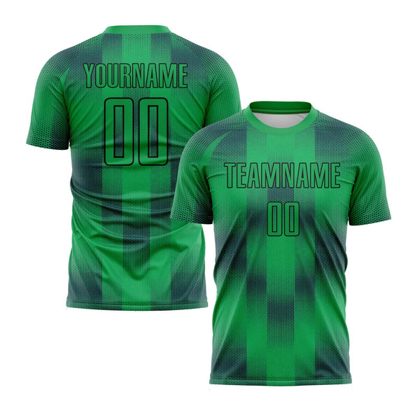 Custom Kelly Green Black Geometric Shapes Classic Uniform Training Sets Soccer Jersey For Adults/Kids
