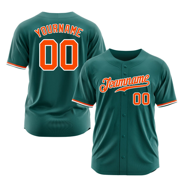Custom Teal Orange-White Classic Style Authentic Sports Baseball Jersey