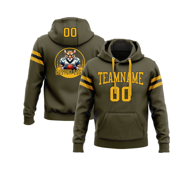Custom Olive Gold-Black Personalized Sports Team Embroidered Pullover Hoodie
