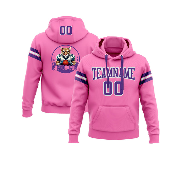 Custom Pink Purple-White Personalized Sports Team Embroidered Pullover Hoodie