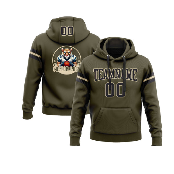 Custom Olive Black-City Personalized Sports Team Embroidered Pullover Hoodie