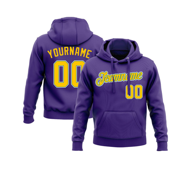 Custom Purple Gold-Kelly Green Personalized Sports Team Embroidered Pullover Hoodie