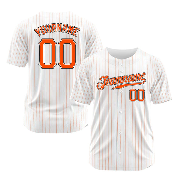 Custom White Orange Pinstripe Orange-Black Classic Style Authentic Sports Baseball Jersey