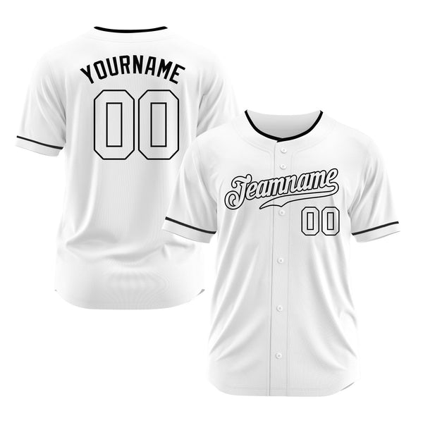 Custom White White-Black Classic Style Authentic Sports Baseball Jersey