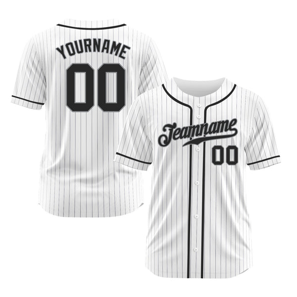 Custom White Black Pinstripe Black-Gray Classic Style Authentic Sports Baseball Jersey