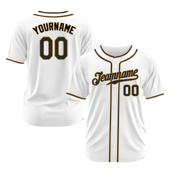 Custom White Black-Old Gold Classic Style Authentic Sports Baseball Jersey