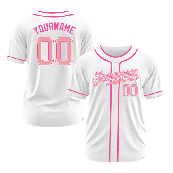 Custom White Medium Pink-Pink Classic Style Authentic Sports Baseball Jersey