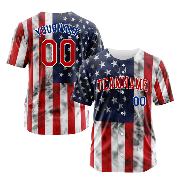 Custom White Red-Royal 3D American Flag Fashion Classic Style Authentic Sports Baseball Jersey