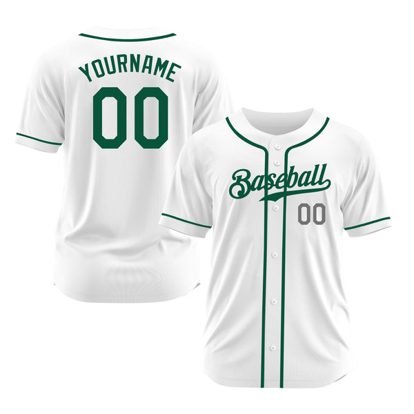 Custom White Kelly Green-Light Gray Classic Style Authentic Sports Baseball Jersey