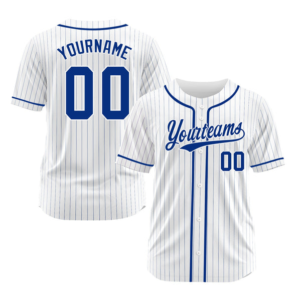 Custom White Royal Pinstripe Royal Classic Style Authentic Sports Baseball Jersey