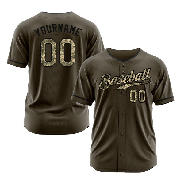 Custom Olive Camo-Black Classic Style Authentic Salute To Service Sports Baseball Jersey