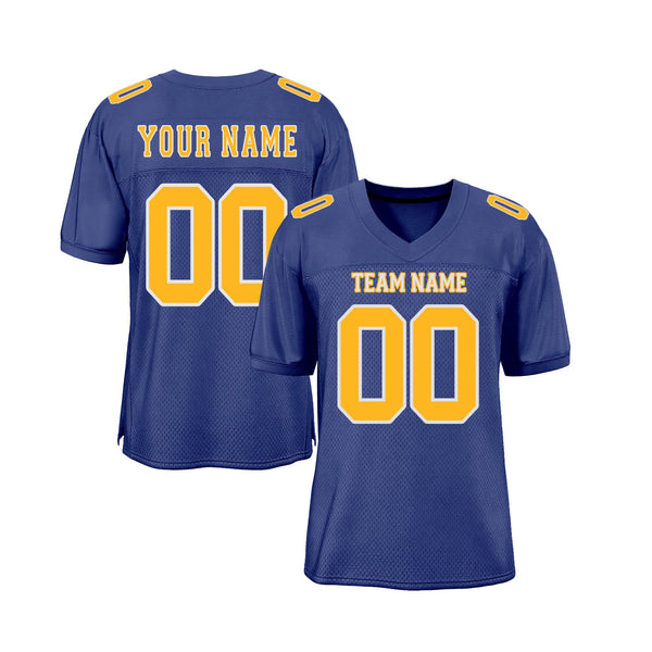 Custom Royal Gold-White Mesh Classic Style Authentic Sports Football Jersey