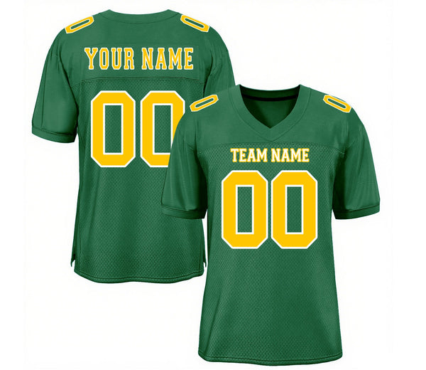 Custom Kelly Green Gold-White Mesh Classic Style Authentic Sports Football Jersey