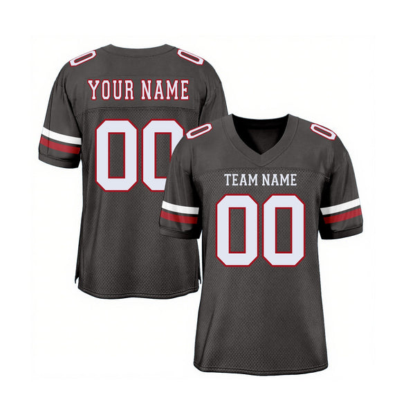 Custom Pewter White-Red Mesh Classic Style Authentic Sports Football Jersey