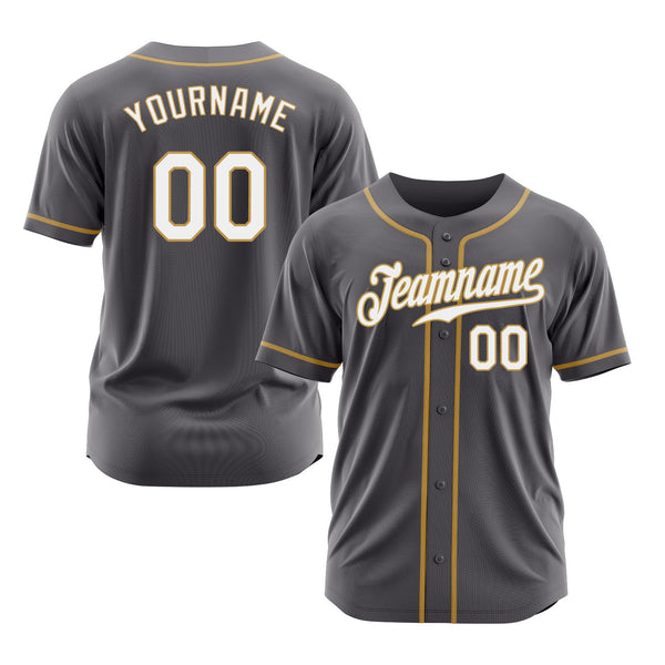 Custom Steel Gray White-Old Gold Classic Style Authentic Sports Baseball Jersey
