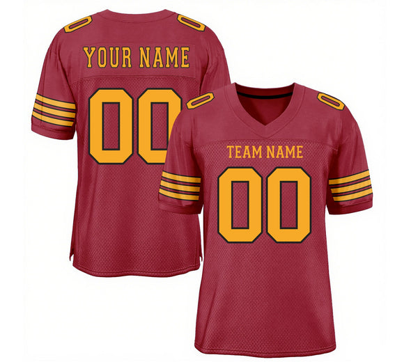 Custom Cardinal Gold-Black Mesh Classic Style Authentic Sports Football Jersey