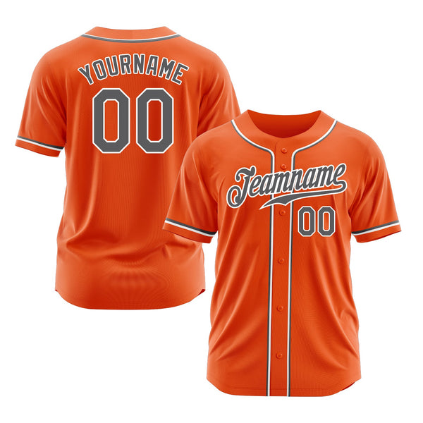 Custom Orange Steel Gray-White Classic Style Authentic Sports Baseball Jersey