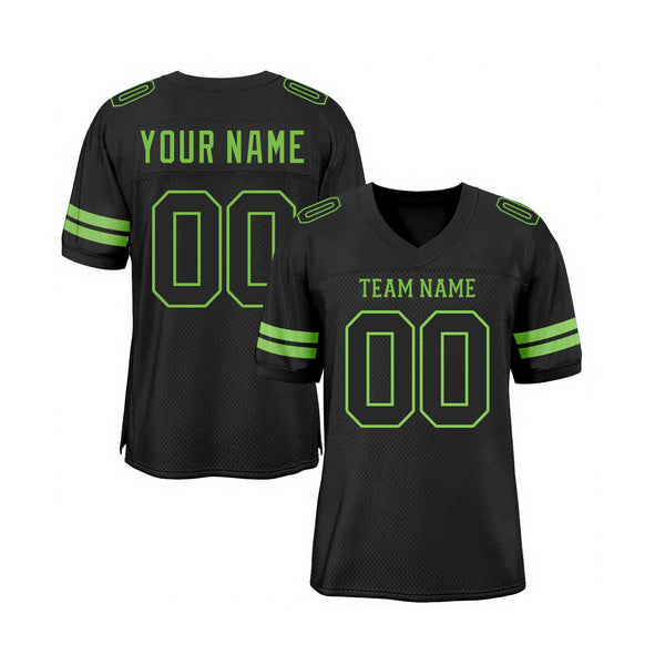 Custom Black Black-Neon Green Mesh Classic Style Authentic Sports Football Jersey