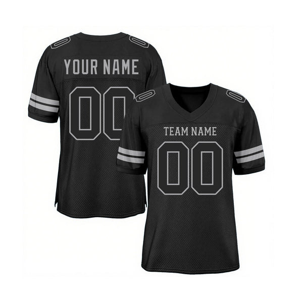 Custom Black Black-Gray Mesh Classic Style Authentic Sports Football Jersey