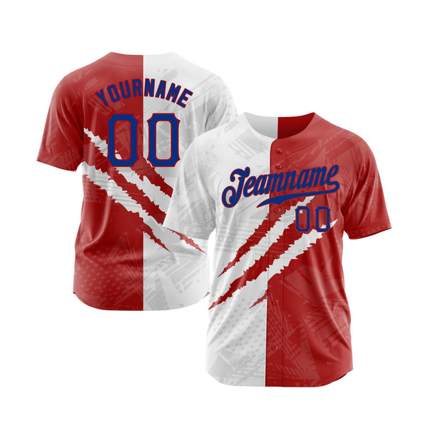 Custom Graffiti Pattern Royal-Red 3D Scratch Classic Style Authentic Sports Baseball Jersey