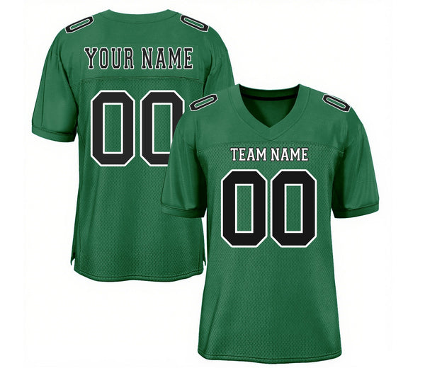 Custom Kelly Green Black-White Mesh Classic Style Authentic Sports Football Jersey