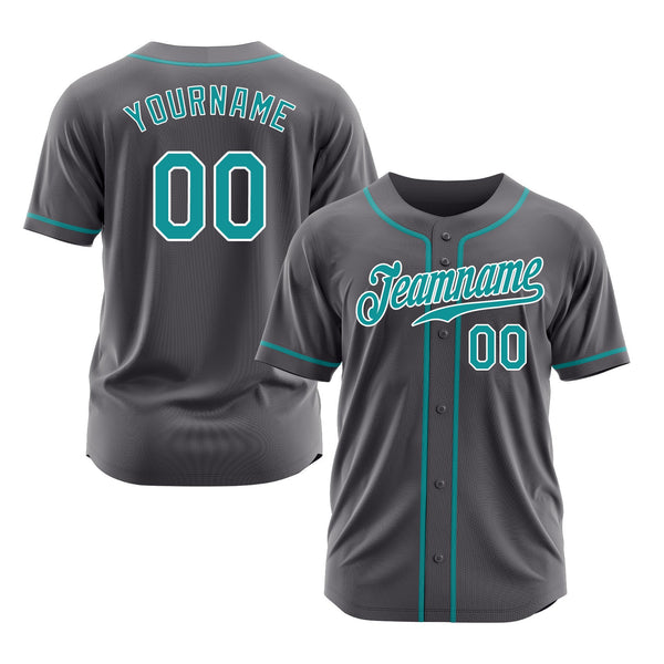 Custom Steel Gray Teal-White Classic Style Authentic Sports Baseball Jersey