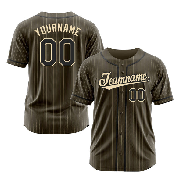 Custom Olive City Cream Pinstripe Classic Style Authentic  Salute To Service Sports Baseball Jersey
