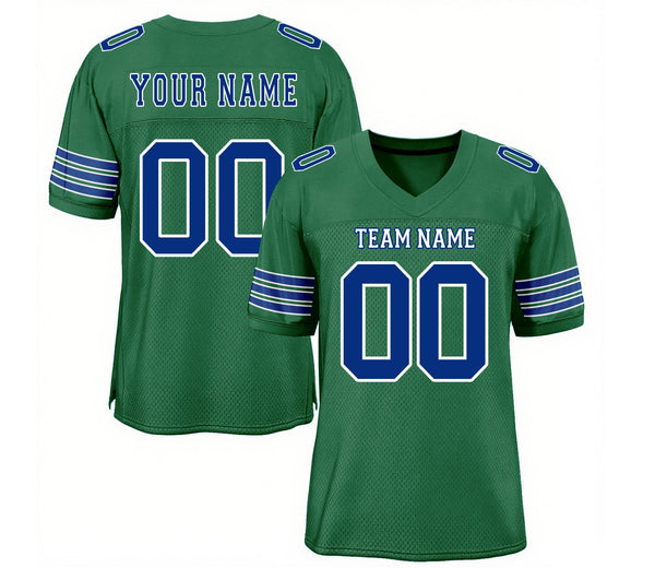 Custom Kelly Green Royal-White Mesh Classic Style Authentic Sports Football Jersey