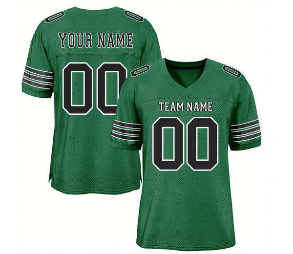 Custom Kelly Green Black-White Mesh Classic Style Authentic Sports Football Jersey
