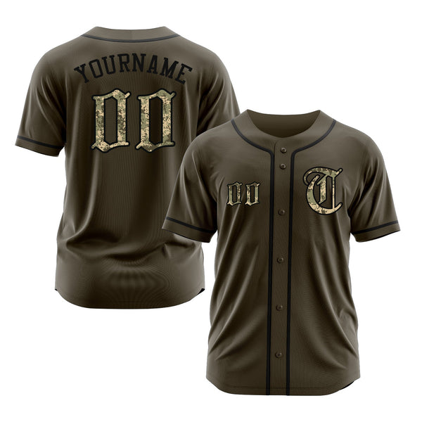Custom Olive Camo-Black Classic Style Authentic Salute To Service Sports Baseball Jersey