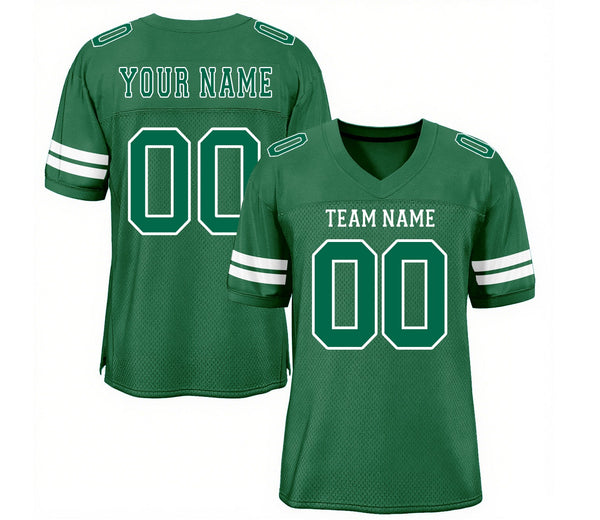 Custom Kelly Green White Mesh Classic Style Authentic Sports Football Jersey