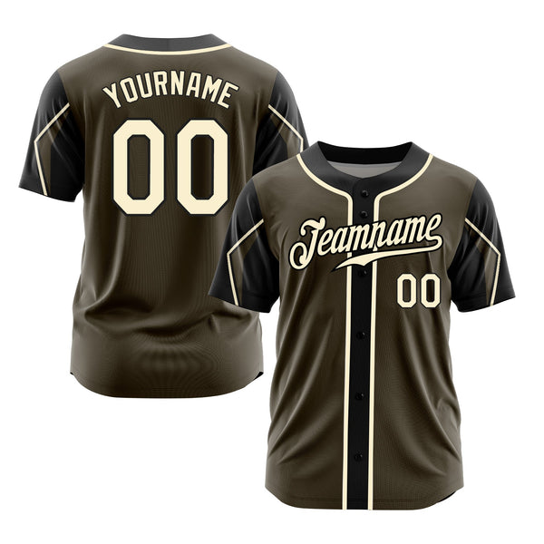 Custom Olive Cream-Black 3 Colors Arm Shapes Classic Style Authentic Salute To Service Sports Baseball Jersey