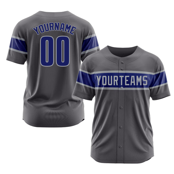 Custom Steel Gray Royal-Gray Classic Style Authentic Sports Baseball Jersey