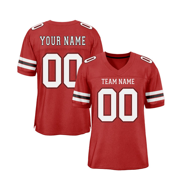 Custom Scarlet White-Black Mesh Classic Style Authentic Sports Football Jersey