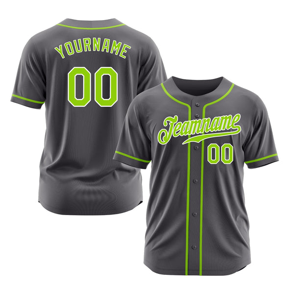 Custom Steel Gray Neon Green-White Classic Style Authentic Sports Baseball Jersey