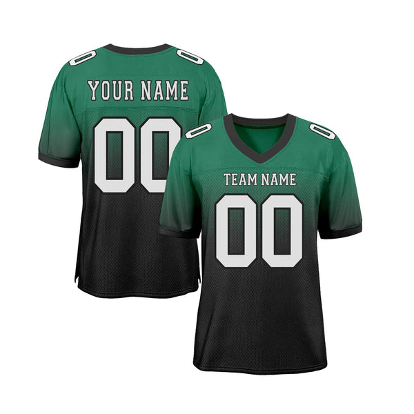 Custom Kelly Green White-Black Mesh Fade Fashion Classic Style Authentic Sports Football Jersey