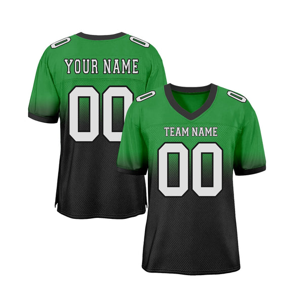 Custom Grass Green White-Black Mesh Fade Fashion Classic Style Authentic Sports Football Jersey